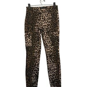 Ashley Mason Tan & Black Leopard Animal Print Cargo Skinny Pants Women Sz 5/27